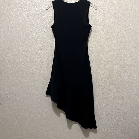 Susana Monaco Jersey Knit Ruffle Asymmetrical Hem Deep V Midi Dress Size XS - Picture 5 of 9